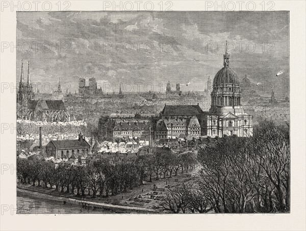 THE FRANCO-PRUSSIAN WAR: THE QUARTER OF PARIS UNDER BOMBARDMENT, AS SEEN FROM THE TROCADERO, FRANCE, 1871; St. Pierre de Caillous, The Champ de Mars