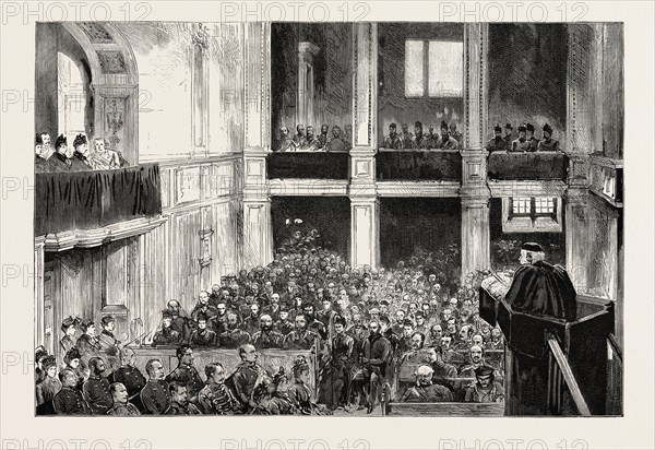 THE DEATH OF THE EMPEROR WILLIAM, THE MEMORIAL SERVICE AT THE GERMAN CHAPEL ROYAL, ST. JAMES'S PALACE, LONDON, UK, Britain, United Kingdom, U.K., Great Britain, 1888 engraving