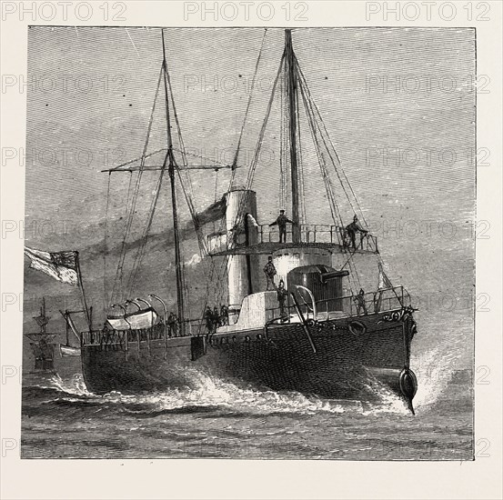 TORPEDO GUN BOAT, FULL SPEED-2O KNOTS AN HOUR, 1888 engraving