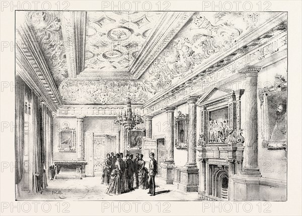 DUBLIN CASTLE, IRELAND, THE DINING ROOM, 1888 engraving