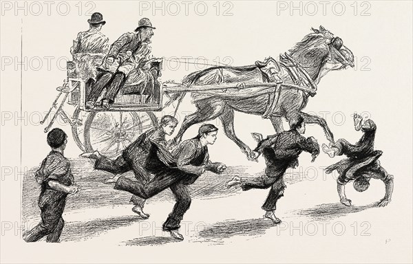 AN OUTSIDE CAR, 1888 engraving