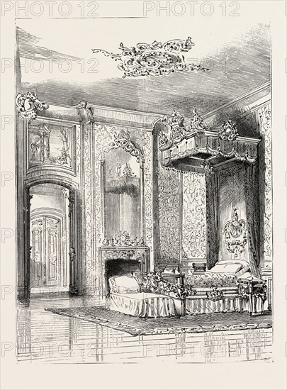 THE QUEEN'S VISIT TO BERLIN HER MAJESTY'S BEDROOM. IN THE PALACE, CHARLOTTENBURG GERMANY, 1888 engraving