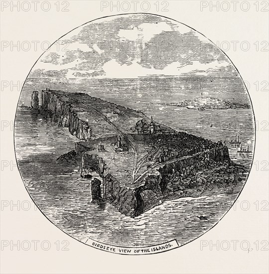 HELIGOLAND AND SANDY Which it is proposed to cede to Germany, engraving 1890, engraved image, history, arkheia, illustrative technique, engravement, engraving, victorian, Arts, Culture, 19th Century Style, Retro Styled, Vintage, retro, nineteenth century engraving, historic art