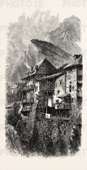 St. Michel, Mont Cenis Road, the passes of the alps, 19th century engraving