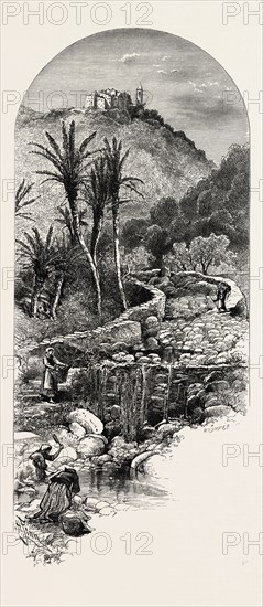 Sasso, the Cornice road----, 19th century engraving