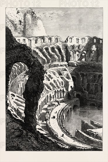 INTERIOR OF THE COLISEUM, Rome and its environs, Italy, 19th century engraving