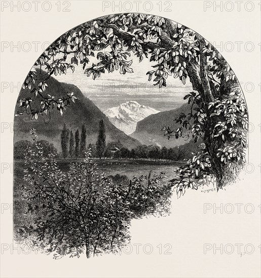 The Jungfrau, from Interlaken, Bernese oberland, Berner Oberland, Switzerland, 19th century engraving