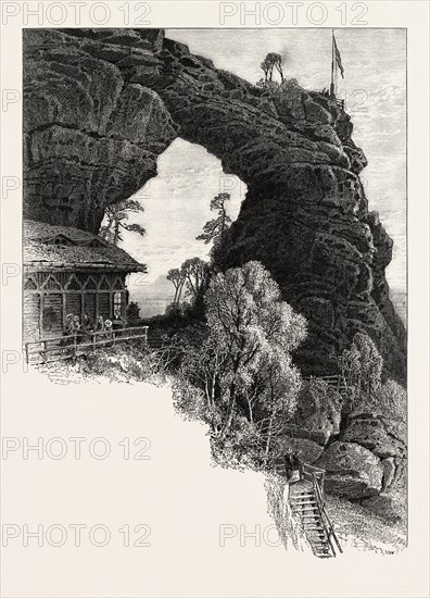 Prebischthor, Saxon Switzerland, Sachsische Schweiz, bastei, Germany, 19th century engraving