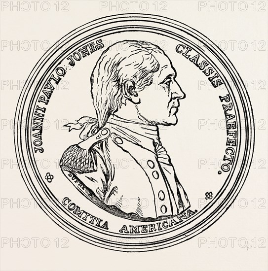 MEDAL STRUCK IN HONOUR OF PAUL JONES, 1870s engraving