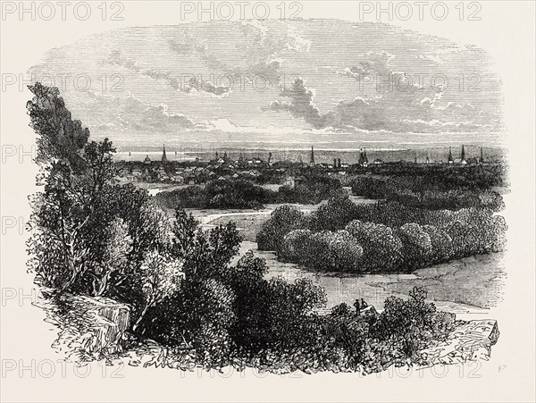 NEW HAVEN, UNITED STATES OF AMERICA, US, USA, 1870s engraving