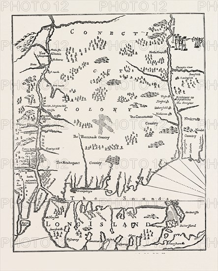 CONNECTICUT From the Mapp of New England, by John Seller, , US, USA, 1870s engraving