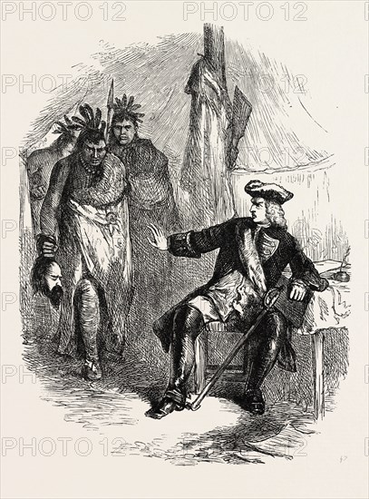 CHICKASAWS WITH SPANIARD'S HEAD, US, USA, 1870s engraving