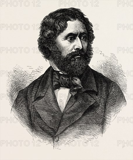 PORTRAIT OF JOHN CHARLES FREMONT, He was an American military officer, explorer, and the first candidate of the anti-slavery Republican Party for the office of President of the United States, US, USA, 1870s engraving