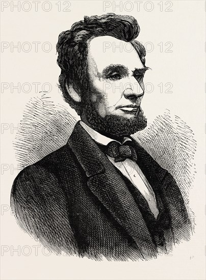 ABRAHAM LINCOLN, He was the 16th President of the United States, serving from March 1861 until his assassination in April 1865. Lincoln successfully led the United States through its greatest constitutional, military, and moral crisis, the American Civil War, preserving the Union while ending slavery and promoting economic and financial modernization, US, USA, 1870s engraving