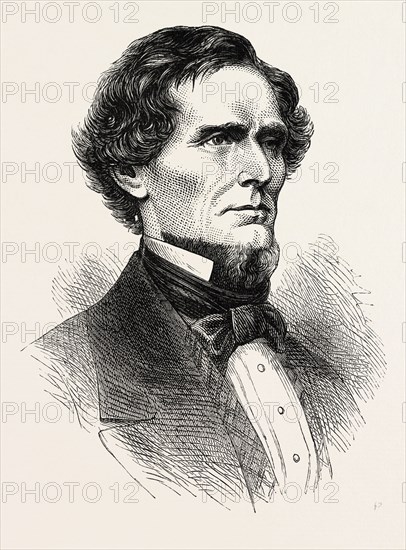 JEFFERSON DAVIS, He was an American statesman and leader of the Confederacy during the American Civil War, serving as President of the Confederate States of America for its entire history, from 1861 to 1865, US, USA, 1870s engraving