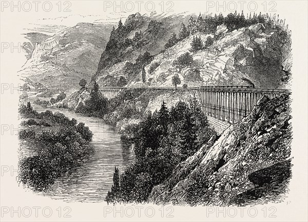 ON THE BALTIMORE AND OHIO RAILWAY, UNITED STATES OF AMERICA, US, USA, 1870s engraving