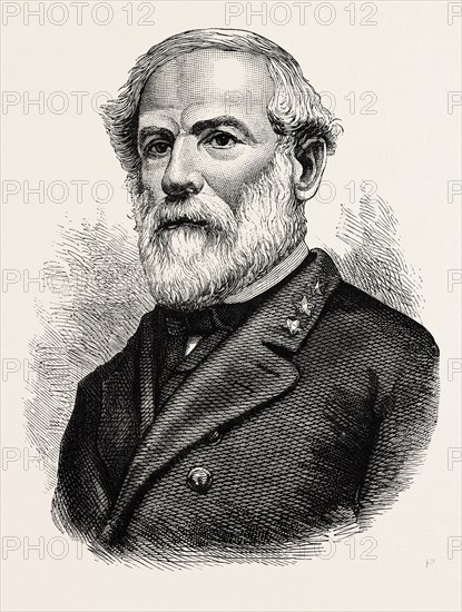 GENERAL ROBERT EDMUND LEE, He was a career military officer who is best known for having commanded the Confederate Army of Northern Virginia in the American Civil War. UNITED STATES OF AMERICA, US, USA, 1870s engraving