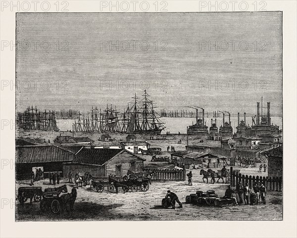 THE BANKS OF THE MISSISSIPPI, UNITED STATES OF AMERICA, US, USA, 1870s engraving