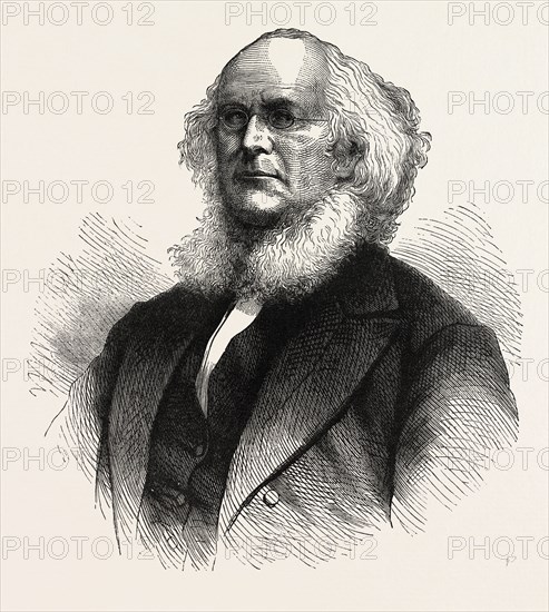 HORACE GREELEY, He was an American newspaper editor, a founder of the Liberal Republican Party, a reformer, a politician, and an outspoken opponent of slavery, 1870s engraving