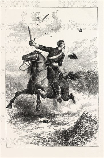 NORTHROP LEADING THE ATTACK AT KNOXVILLE, AMERICAN CIVIL WAR, UNITED STATES OF AMERICA. Lucius Bellinger Northrop was the Commissary-General of the armed forces of the Confederate States of America, US, USA, 1870s engraving