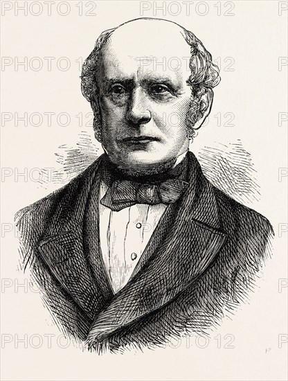 MR. C.F. ADAMS, He was an American lawyer, politician, diplomat and writer, US, USA, 1870s engraving
