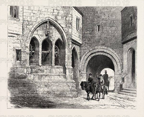 Alnwick castle,THE DRAW WELL, engraving 1884
