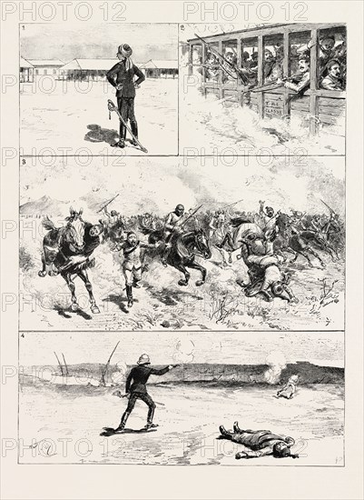 BRITISH OFFICER IN EGYPT, and that their Commanding Officer Had to Engage the Battalion Single-handed, engraving 1884