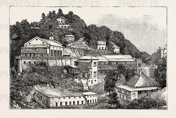 GENERAL VIEW OF THE HAPPY VALLEY, THE DUKE AND DUCHESS OF CONNAUGHT IN INDIA, ENGRAVING 1884