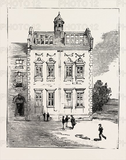 ADDITION TO THE GRAMMAR SCHOOL BEDFORD, ENGRAVING 1884, UK, britain, british, europe, united kingdom, great britain, european
