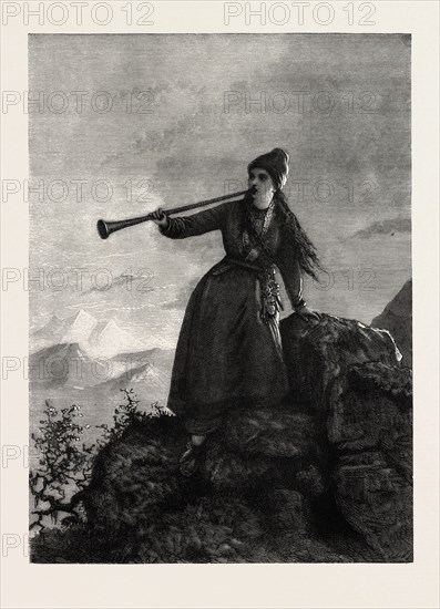 LAPPONIAN PEASANT GIRL, ENGRAVING 1882, EUROPEAN, FINLAND, LAPP