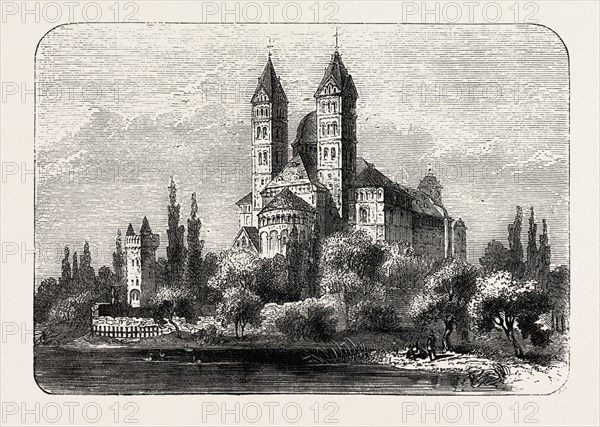 The Cathedral at Speyer Germany, ENGRAVING 1882