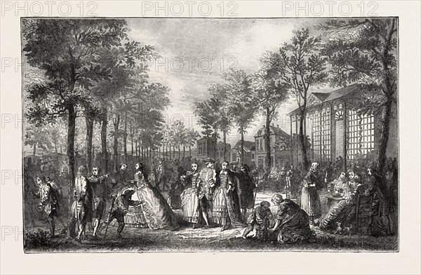 THE BOULEVARDS OF PARIS IN THE 18TH CENTURY, FRANCE, ENGRAVING 1882