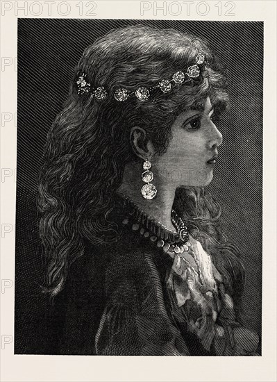 EGYPTIAN, 19TH CENTURY, ENGRAVING 1882, LADY