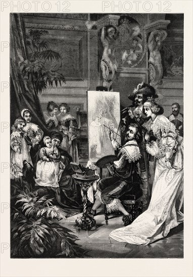 VAN DYCK PAINTING OF THE CHILDREN OF CHARLES I,  ENGRAVING 1882