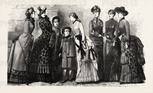 WINTER COSTUMES,  FASHION, ENGRAVING 1882