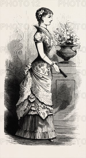 EVENING DRESS,  FASHION, ENGRAVING 1882
