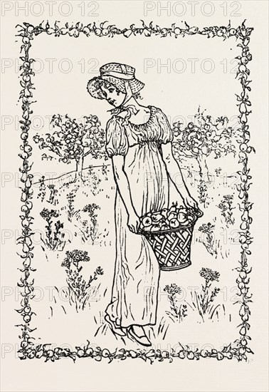 Autumn. From Kate Greenaway's Almanac, ENGRAVING 1882