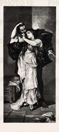 FAUST AND MARGUERITE, ENGRAVING 1882