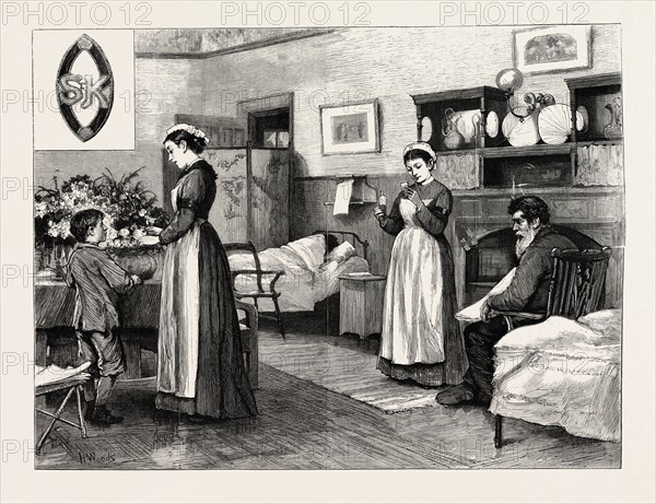 NURSES, THE ZULU WAR, ENGRAVING 1879