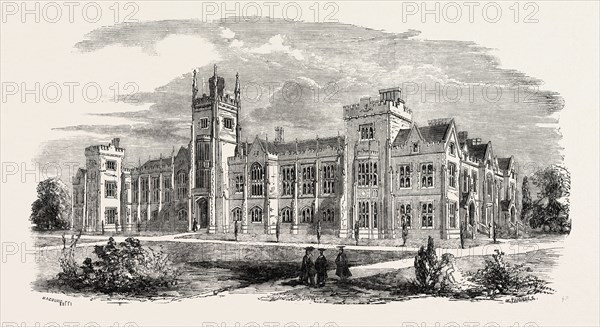 QUEEN'S COLLEGE, BELFAST, NORTHERN IRELAND, 1851 engraving