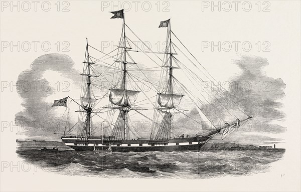 THE SHIP HIBERNIA, BUILT AT QUEBEC, CANADA, 1851 engraving