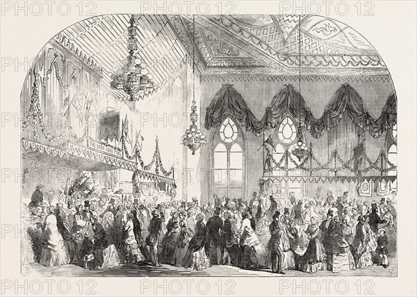 FANCY FAIR IN THE PAVILION, BRIGHTON, FOR THE BENEFIT OF THE BRIGHTON DISPENSARY, UK, 1851 engraving