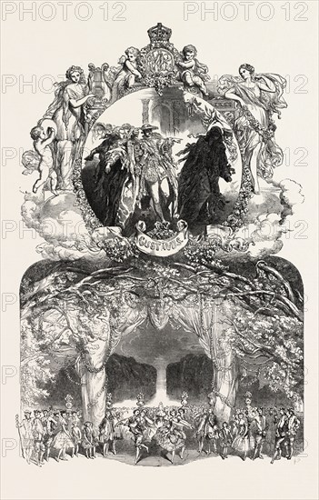 OPENING OF HER MAJESTY'S THEATRE: SCENE FROM THE NEW WATTEAU BALLET OF L'ILE DES AMOURS, UK, 1851 engraving