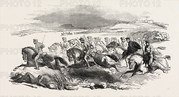 THE KAFFIR WAR: MAJOR-GENERAL SIR HARRY SMITH'S ESCAPE FROM FORT COX, SOUTH AFRICA, 1851 engraving