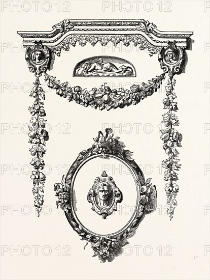 STAMPE LEATHER ORNAMENTS, BY LEAKE, 1851 engraving