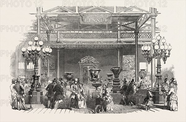 THE GREAT EXHIBITION, CRYSTAL PALACE, HYDE PARK, LONDON, UK: RUSSIAN COURT, 1851 engraving