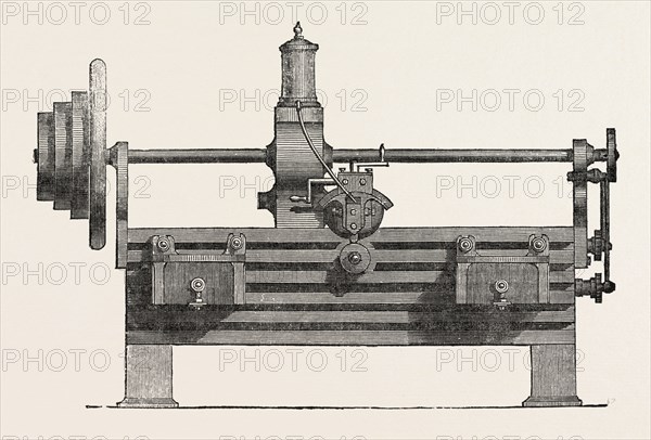 PARR, CURTIS, AND MADELEY'S PLANING MACHINE, 1851 engraving