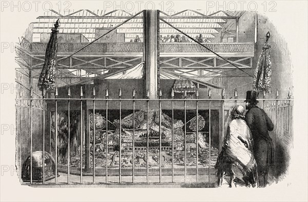 THE GREAT EXHIBITION, CRYSTAL PALACE, HYDE PARK, LONDON, UK: JEWELS, IN THE EAST INDIA COMPANY'S DEPARTMENT, NORTH SIDE OF NAVE, 1851 engraving