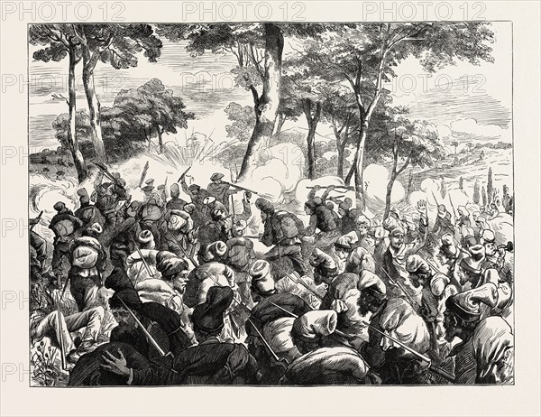 THE CIVIL WAR IN SPAIN: BAYONET CHARGE OF REPUBLICAN VOLUNTEERS AT BERGA, 1873 engraving