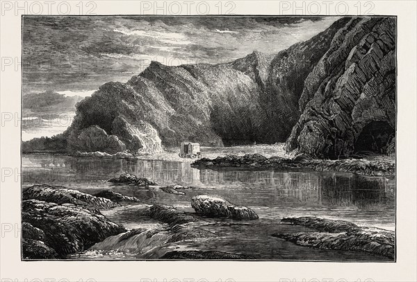 ILFRACOMBE: SCENE OF THE FATAL BATHING ACCIDENT, DEVON, UK, 1873 engraving